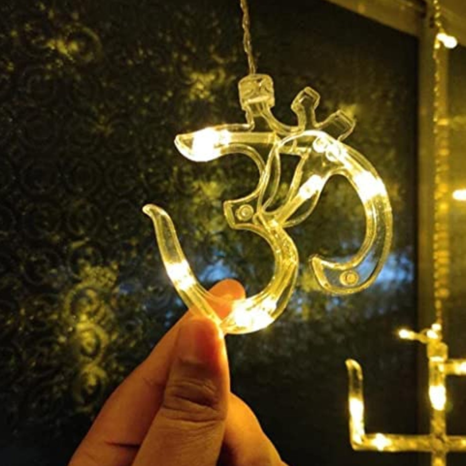 8320 Swastik om Curtain Decorative Lights, String Lights with 12 Hanging Props138 LED, Diwali Decoration Items for Home Decor, Night Light, Room Lights for Bedroom, Balcony Decor. 8320 Swastik om Curtain Decorative Lights, String Lights with 12 Hanging Props138 LED, Diwali Decoration Items for Home Decor, Night Light, Room Lights for Bedroom, Balcony Decor.
